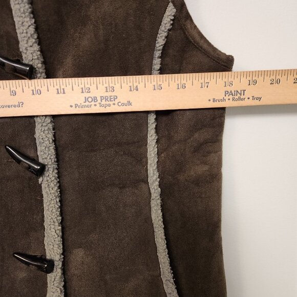 Cotton Ginny Vest Faux Suede Womens Small Faux Sherpa Lining Unique Buttons Boho - Picture 11 of 14
